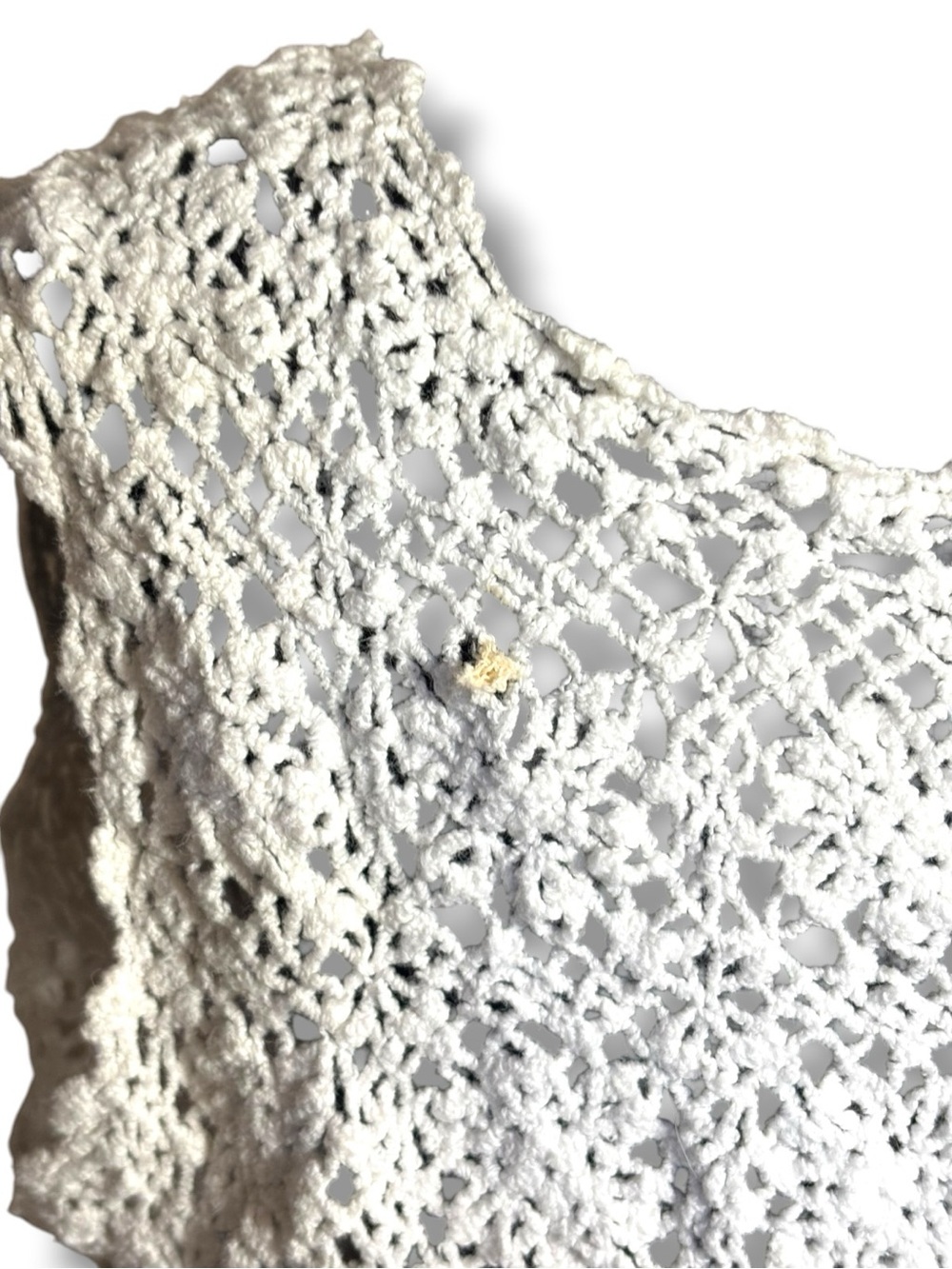 Chico's White Sleeveless with Thick Straps Crochet Loose Fit Layerable Tank Top - Picture 7 of 16